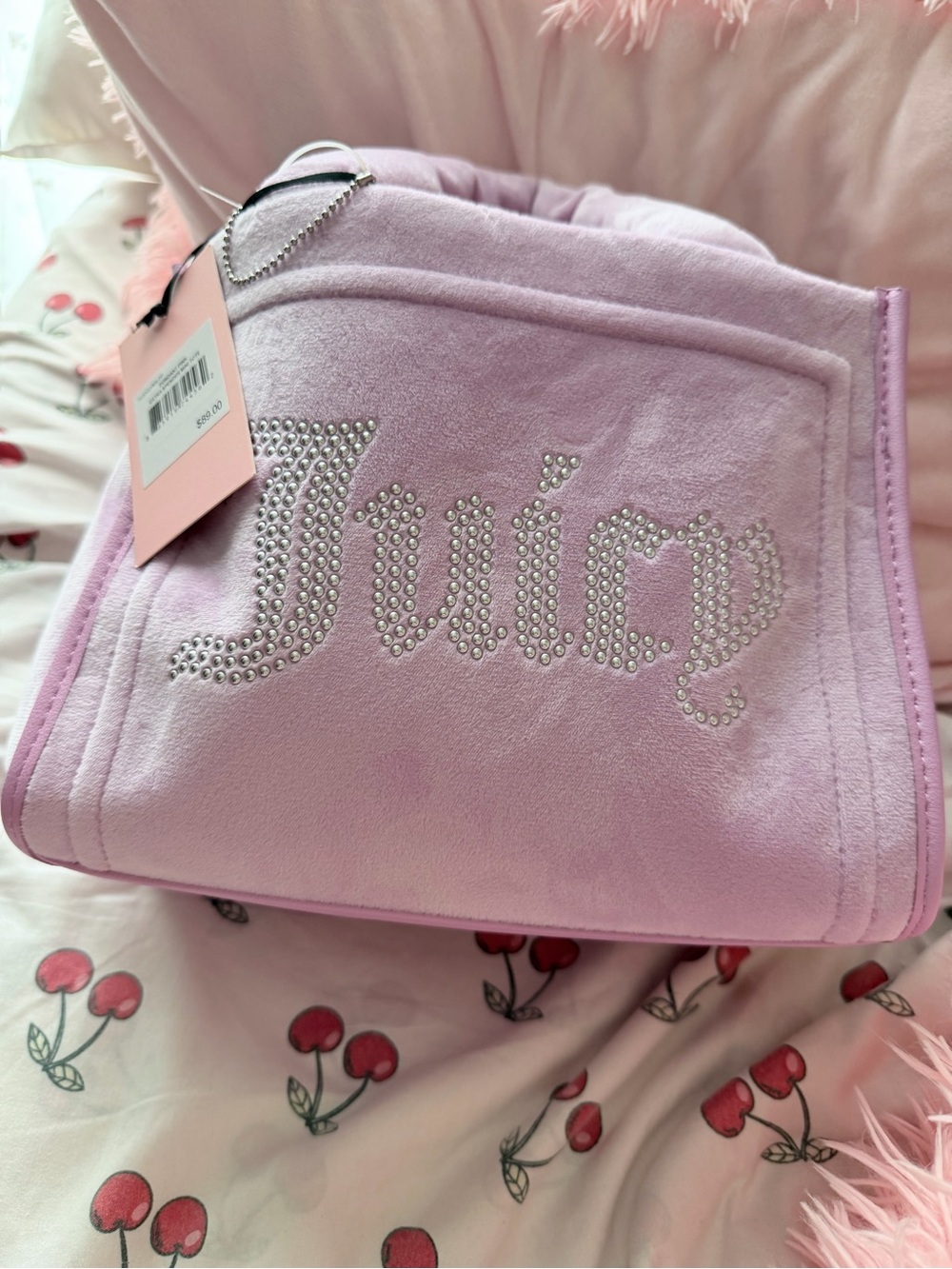 Juicy Couture Lilac Pink Rhinestone Logo Tote